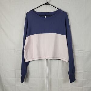 Hansoll‎ Textile Womens Light Pink Blue Cropped Pullover Sweatshirt Size Small